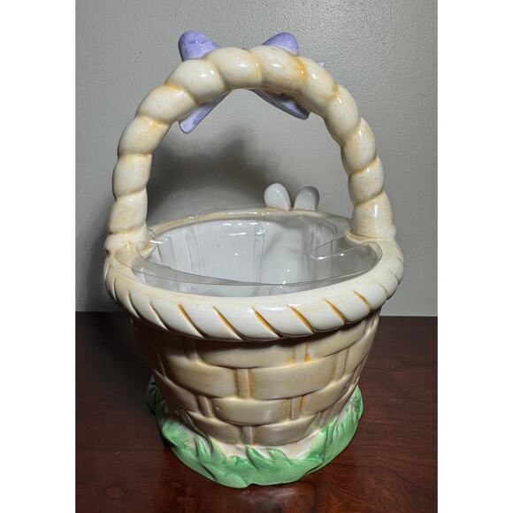 Red & Yellow M&M’s Mars Candy Ceramic Easter Basket Mars FTD Planter 9” Tall - Picture 3 of 8